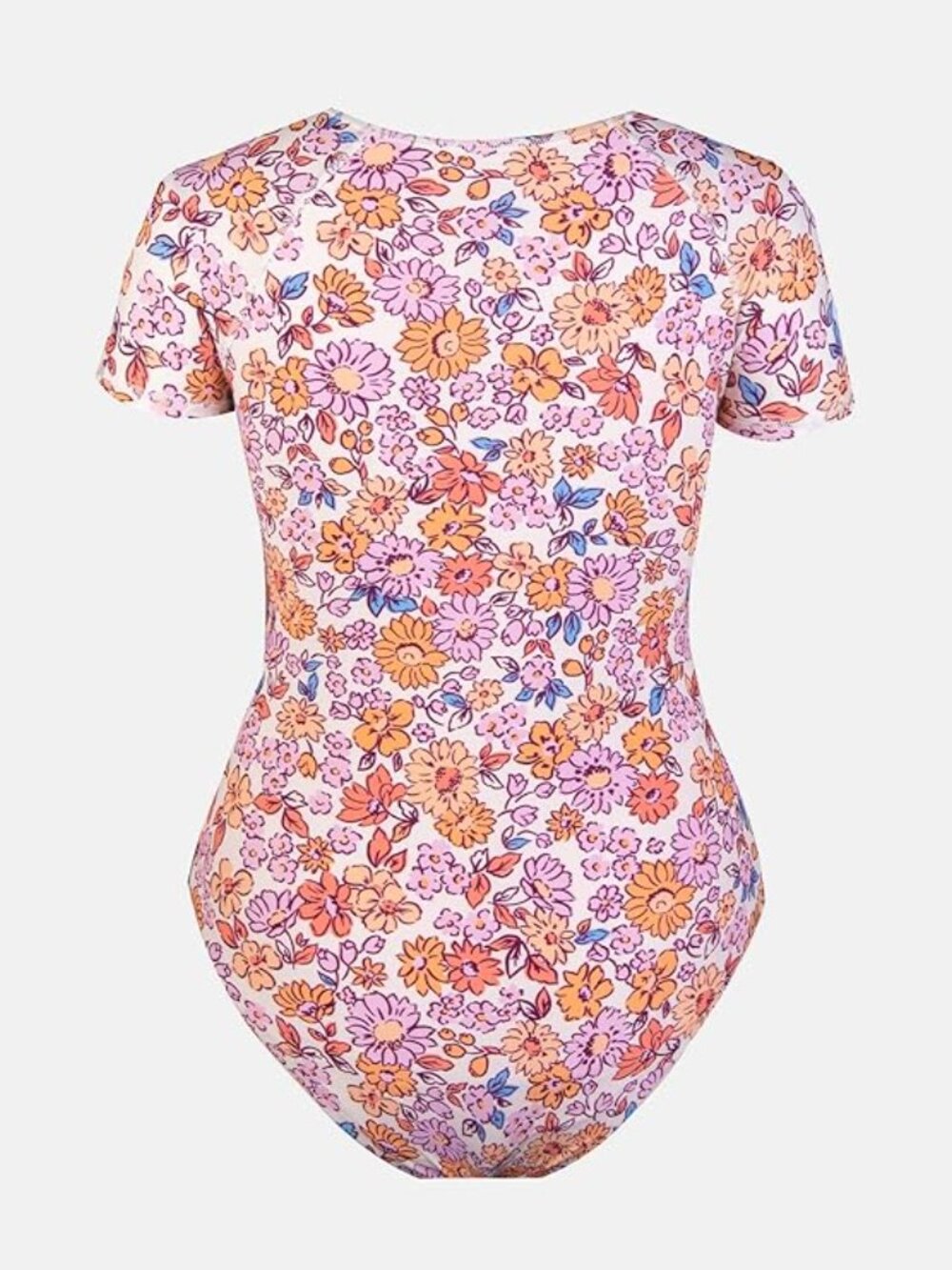✨ CUPSHE One Piece Swimsuit Mock Neck Zipper Short Sleeve Medium NWT - Picture 2 of 8